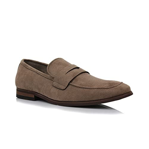 Image of Ferro Aldo Men's Loafer Collection | Classic Slip-on Penny Loafers & Driving Moccasins for Casual & Dress, 1. Cognac [Suede], 5 UK