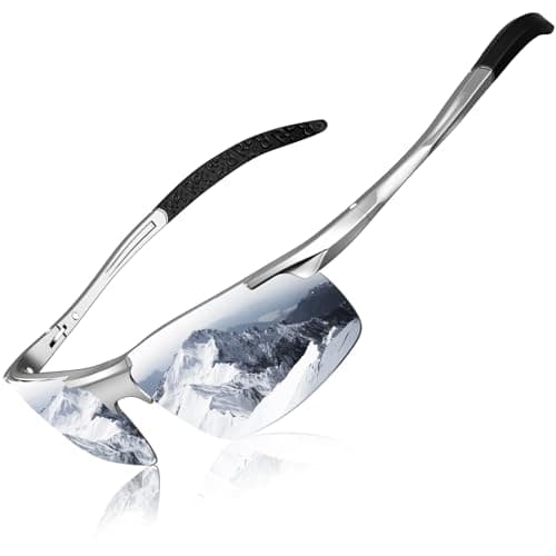 Image of DADA-PRO Polarised Sunglasses Men Running Wrap Around Golf Driving Sports Cycling Sun Glasses UK - UV Protection Designer Shades Glassesfor Fishing Hiking(Silver Frame/Silver Lens)