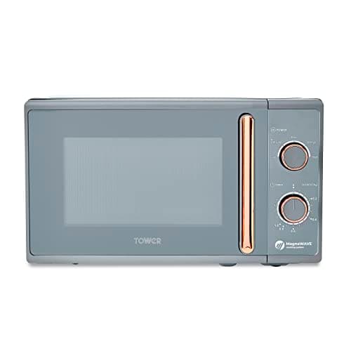 Image of Tower Cavaletto Manual Microwave with 5 Power Levels & 35 Minute Timer, 800W, 20L, Grey & Rose Gold, T24038RGG