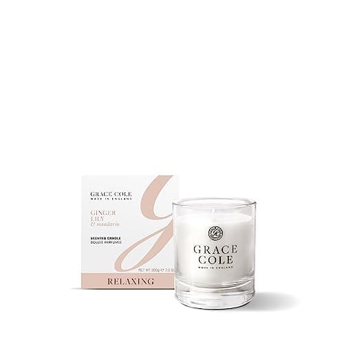 Image of Grace Cole Ginger Lily & Mandarin Luxurious Sented Candle up to 40 Hours of Burn Time - Essential Oils - Vegan and Cruelty Free, No SLS or Parabens - Made in England