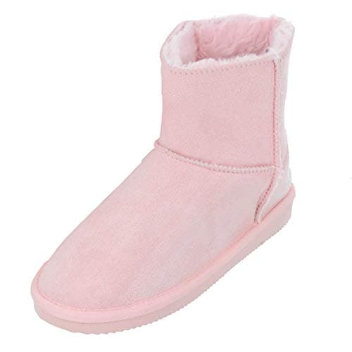 Image of Autumn Faith Ladies Luxury Slipper Boots Ankle Bootees Microsuede Faux Fur Lined Pink 6 UK