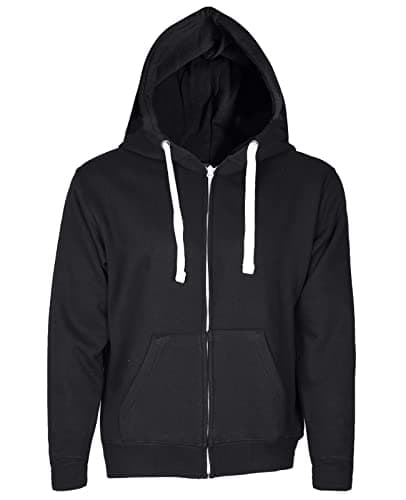Image of True Face Classic Men’s Hoodie | Comfortable Zip-Up Hooded Top | Long Sleeve Jacket with Ribbed Cuff | Hoodies are Ideal Weekend Wear Black - With White Cord L