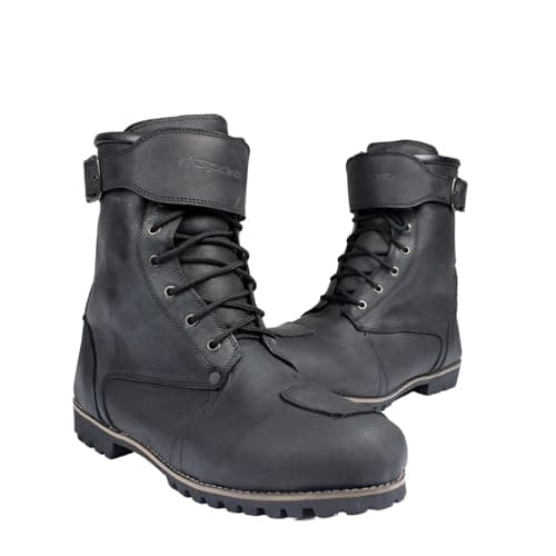 Image of RKsports RKone Blend 10052 Motorcycle Motorbike Waterproof Boots Brown (black, UK Footwear Size System, Adult, Men, Numeric, Medium, 9)