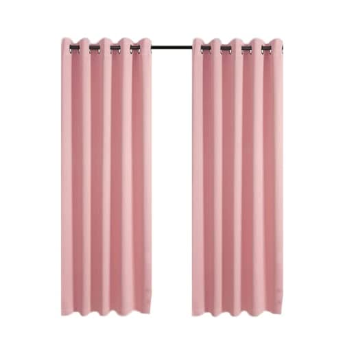 Image of CHARKHAH Thermal Insulated Window Semi Blackout Curtains for Bedroom Living Room Ultra Soft Energy Saving Fabric with Eyelets Ring top and Pair of Curtain (Blush Pink, 46" Wide x 54" Drop)