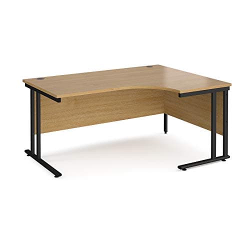 Image of Mr Office Maestro 25 right hand ergonomic desk - black cantilever leg, Oak, 1600