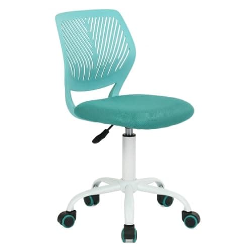 Image of Homy Casa Desk Chair Adjustable Swivel Office Chair Fabric Seat Ergonomic Task Chair without Armrest Turquoise