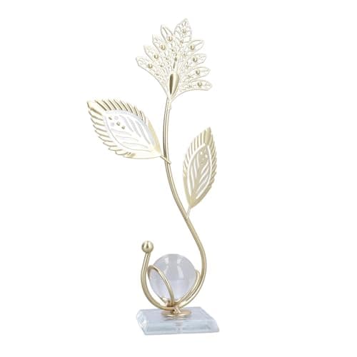 Image of lvifloae Metal Ginkgo Biloba Ornaments Iron Leaf Crystal Ball Decorative Ornaments Metal Leaf Crystal Ball Ornaments Office, Bedroom, Bookshelf Modern Creative Home Decor Ornaments Statue (Type 2)