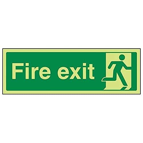 Image of V Safety Glow In The Dark Final Fire Exit Man Right Sign - 450mm x 150mm - Self Adhesive Vinyl