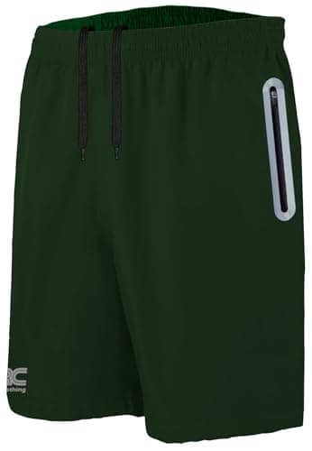 Image of JRC Just Royal Clothing Mens Running Shorts with 2 Zip Pockets, Lightweight Shorts for Workout & Gym (Olive, L)