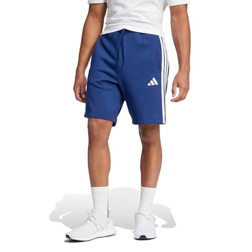 Image of adidas Men's Essential Three Stripes Fleece Short, Dark Blue/White, M