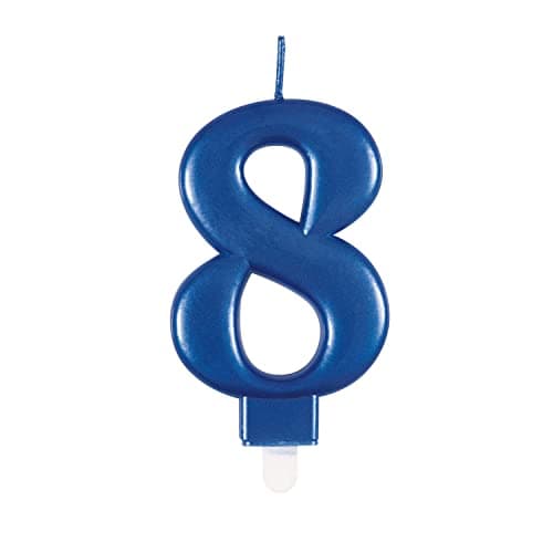 Image of Dazzling Metallic Blue Number 8 Birthday Candle - Perfect Cake Topper for Unforgettable Milestones - 1 Pc