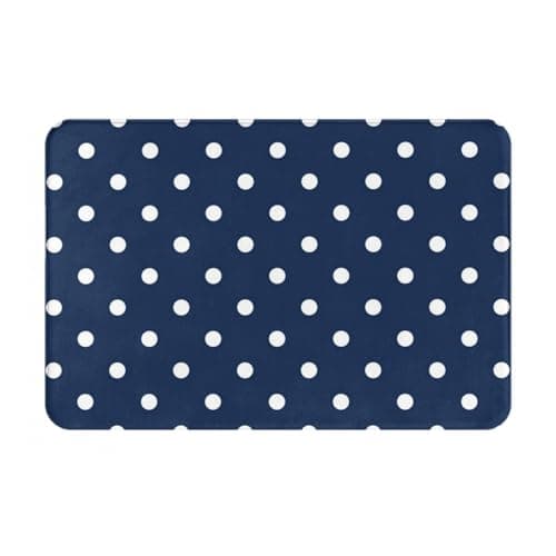 Image of YOFIEN Print White Polka Dots Navy BlueBathroom Rugs,door Mat Washable Non Slip indoor doormat, 24x16inch