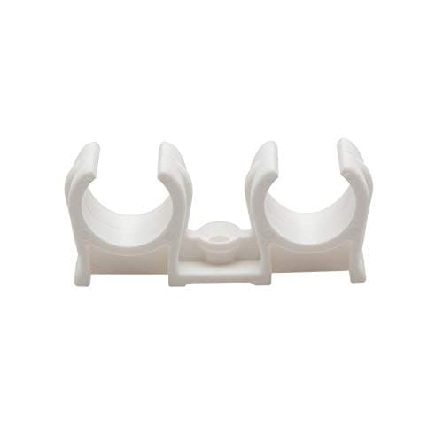 Image of Talon - Snap in Open Clips Double - White - 15mm - Pack of 100 - Premium Grade Polymer - for Home Improvement, Plumbing, Pipe Installation - Tool Set Essentials