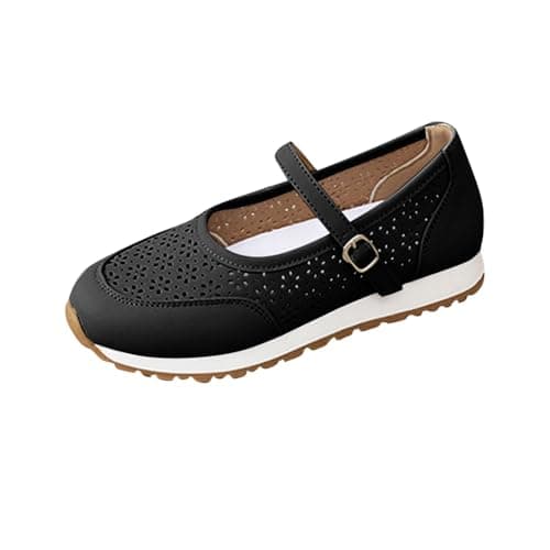 Image of Black Ladies Casual Solid Color Sandals Summer Outdoor Walking Shoes Buckle Style