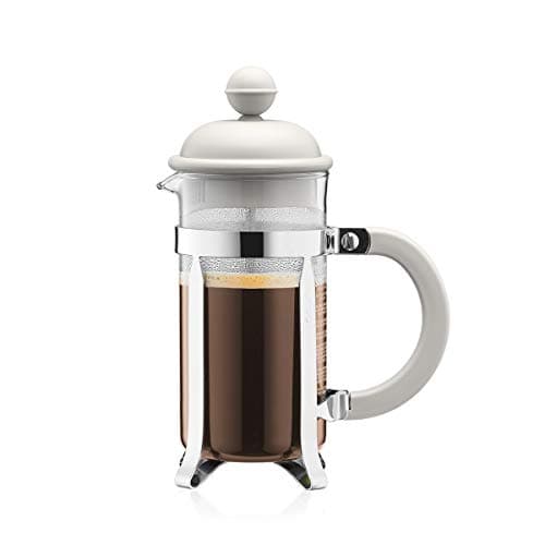 Image of Bodum French Press Caffettiera White - 350ml / 3 Cup Coffee Maker - Durable Glass & Stainless Steel Filter - BPA-Free Dishwasher Safe Percolator - Cafetiere Made in Portugal