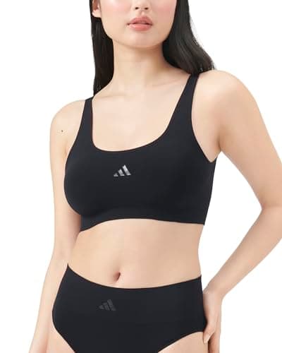 Image of Adidas Womens Active Seamless Micro Stretch Scoop Neck Lounge Bra, Black, S