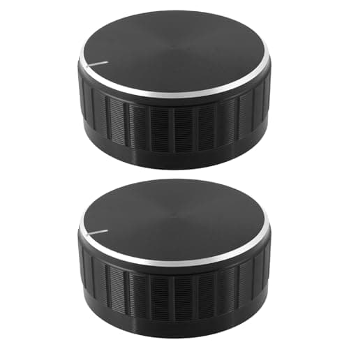 Image of The Lord of the Tools 2Pcs Aluminium Alloy Potentiometer Control Knob for 6.0mm Plum Blossom Axis Potentiometer Encoder 40x17x6mm Black