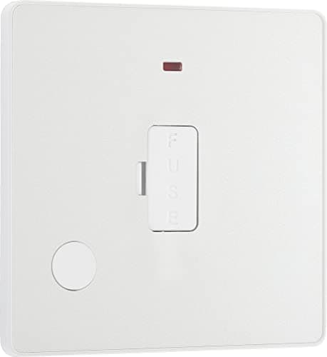 Image of BG Electrical Unswitched Fused Connection Unit with LED Power Indicator and Flex Outlet, Fused Spur FCU, Double Pole, Screwless Front Plate, Round Edges, Evolve, Pearlescent White, 13A, PCDCL54W
