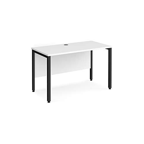 Image of Mr Office Maestro 25 straight desk 600mm deep - black bench leg frame, 1200, White