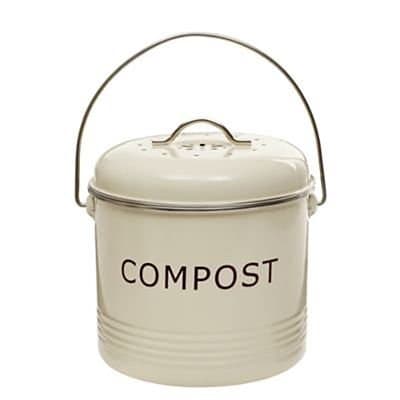 Image of Lakeland Tabletop Compost Food Bin 3.5L - Cream Powder-Coated Steel