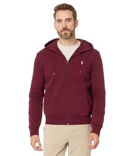 Image of POLO RALPH LAUREN Men's Double-Knit Full-Zip Hoodie, Classic Wine, XL