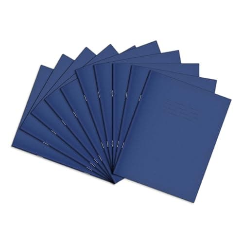 Image of Rhino A5+ Exercise Books, 80-Page / 8mm Lined with Margin Paper Notebook, 10-Pack, 9 x 7 Writing Book, Office & School Stationery Supplies, Dark Blue