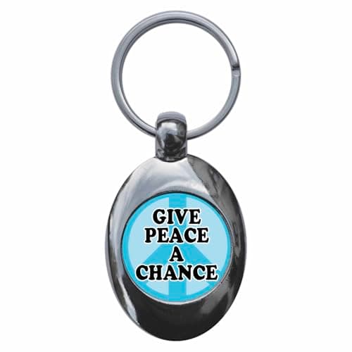 Image of Ozorath Give Peace A Chance Keyring Keychain Key Ring Chain With Trolley Coin