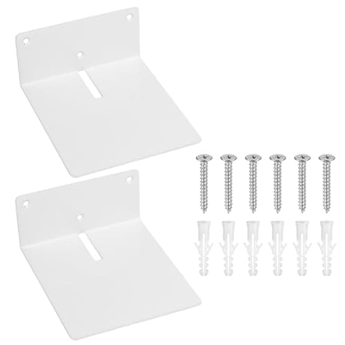 Image of Bayidun 2 Pcs Metal Floating Shelves - Small Wall Shelf, Bookshelf Wall Mounted Floating Bookshelves for Bedroom, Kitchen, Office, Bathroom (White 4.9x5.9x2.36 Inch)