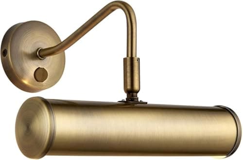 Image of National Lighting Traditional Decorative Picture Light - Antique Brass Finish LED Picture/Display Wall Lamp with Rocker Switch 230mm - Compatible with 6.2W LED E14 (Not Included)