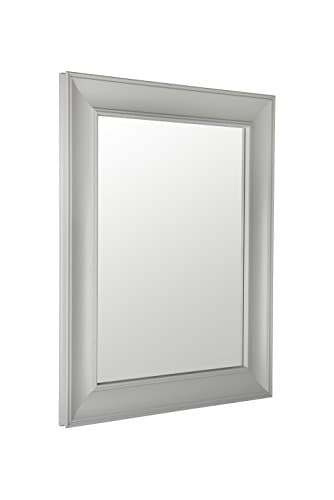 Image of Reflex Sales 62 x 52cm Grey Wood Framed Mirror with Wall Hanging Fixings