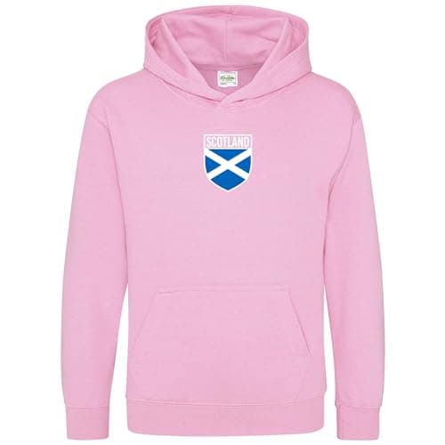 Image of Purple Print House Scotland Badge Kids Hoodie Boys Girls Scottish Football Hooded Top, 12-13 Years, Light Pink