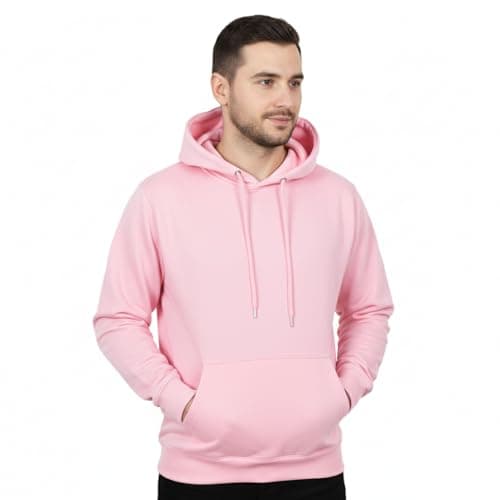 Image of A2Z Mens Fleece Hoodie Pullover Hooded Jumper Sweatshirt - Plain Sweatshirt Baby Pink M