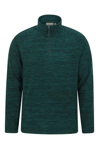 Image of Mountain Warehouse Snowdon Mens Micro Fleece Top - Breathable Antipill, Half Zip Collar Sweater, Quick Drying Smooth Pullover - For Spring Summer & Outdoors Dark Green XL