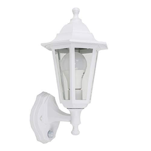 Image of MiniSun | Victorian Style Matt White Security Wall Light with Integrated PIR Motion Sensor | Outdoor Wall Lights, Home Décor Essential | Includes 6W LED Bulb [6500K Cool White] | Mains Wired