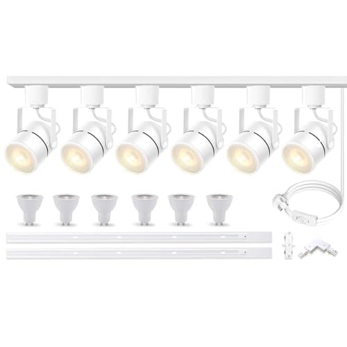 Image of Bravsekai Advanced LED Track Lighting Kit with Replaceable GU10 Bulbs, 6-Lights Dimmable Track Lights with 2x1m H Type Track Rails, 10W 3000K Warm White Indoor Spotlight Fixture for Any Space