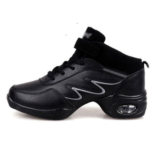 Image of Women's Jazz Shoes Lace-up Split Sole Dance Trainers Cheerleading Training Shoes Slip Resistant Sports Dance Practice Shoes Lace Up Line Dance Shoes for Jazz Latin Ballroom Casual Black Gray