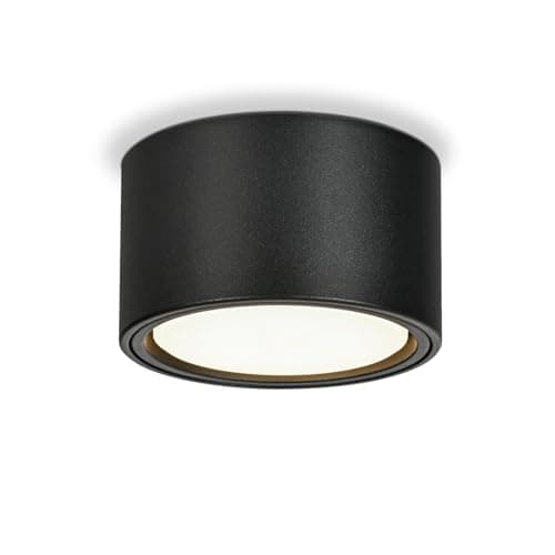 Image of KYOTECH LED Surface Spotlight – 3000K Matt Black Ceiling Spotlights 6W 550LM GX53 LED Overhead Spotlights – Diameter 95 x 55 mm 230 V Ceiling Spotlights for Bedroom Living Room