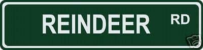 Image of BCTS Reindeer Road (rd) Street Road Name Sign Holiday Christmas Sign Outdoor Street Sign/Subway Sign 4x16 inch