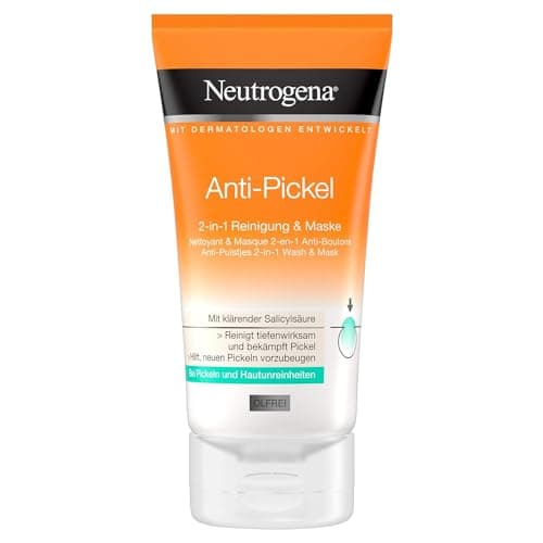 Image of Neutrogena Anti-Pimple Facial Cleanser, 2-in-1 Cleansing and Mask with Salicylic Acid for Blemished Skin, Oil-Free, 150 ml