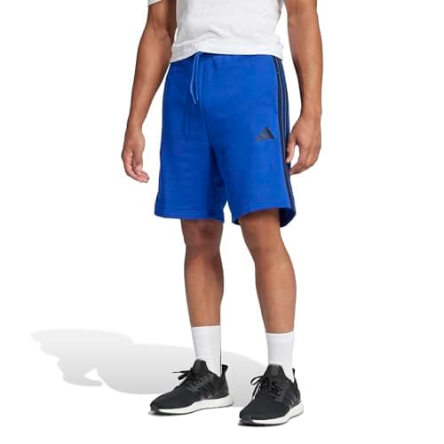 Image of Adidas Mens Essentials 3-Stripes Fleece 9-inch Shorts, Team Royal Blue/Black, Large