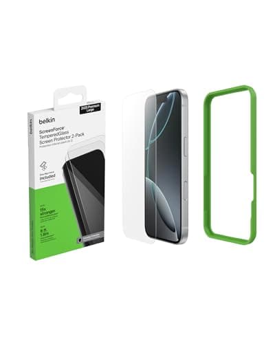 Image of Belkin ScreenForce TemperedGlass iPhone 17 Pro Max Screen Protector, Scratch-Resistant Impact Protection, Easy Align Frame for Bubble Free Application Included, 9H Hardness Tested - 2-pack