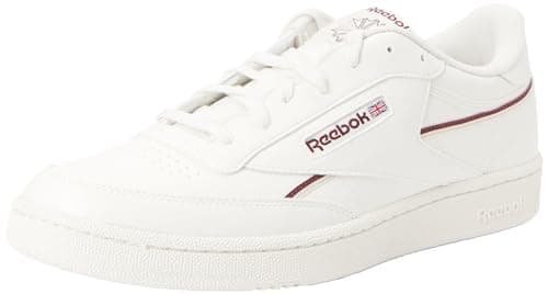 Image of Reebok Men Club C 85 Vegan Sneaker, Chalk/Classic Maroon F23/Stucco, 6.5