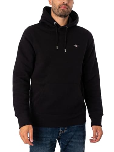 Image of GANT Men's REG Shield Hoodie Black Standard, black, S
