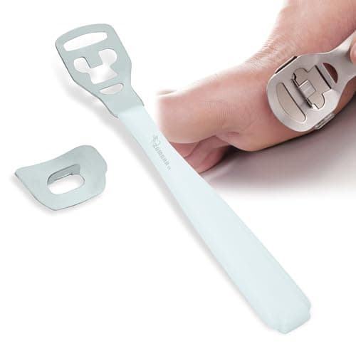 Image of ZAMAHA UK® Corn Callus Remover for feet Hard Skin Remover Foot Scraper Calluses, Includes 10 Replacement, Foot and Heel Scrubber Scraper (Plastic Handle)