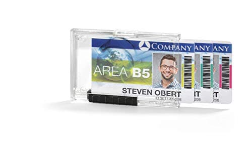 Image of Durable Pushbox Trio Security Pass Holder 54 x 87mm Transparent | Pack of 10 Badges | for Securely Holding Upto 3 ID/Security Cards