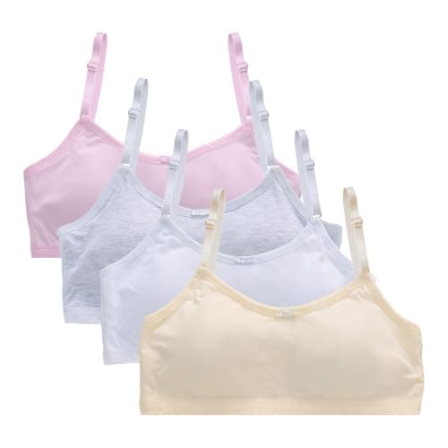 Image of flintronic 4 Pack Girls Sports Bra Cotton, Training Bras Girls, Teenage Crop Vest