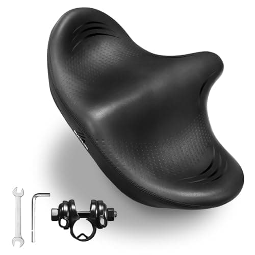 Image of AEYINO Oversized Wide Bike Seat Comfort Bicycl Saddle Cushion for Men and Women,Waterproof Soft Memory Foam Padded Replacement Seats for MTB,Peloton,Mountain,City,Road,Exercise Bikes