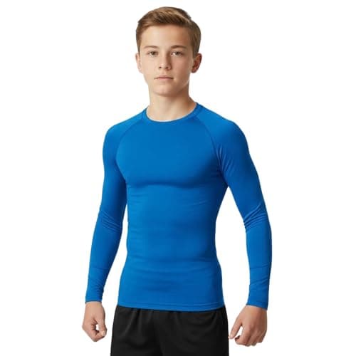 Image of Boys Base Layer Thermal Kids PE Fitness Long Sleeve School MMA Boxing Gym T-Shirt Winter Outdoor Football Running Hiking Cycling Sports Compression Top (UK, Age, 11 Years, Regular, Royal Blue)
