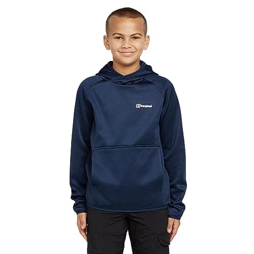 Image of Berghaus Kids’ Logo Hoody with Kangaroo Style Pocket, Soft, Stretchy & Sporty Midlayer, Hoodie for Boys & Girls (UK, Age, 14 Years, 15 Years, Regular, Blue)