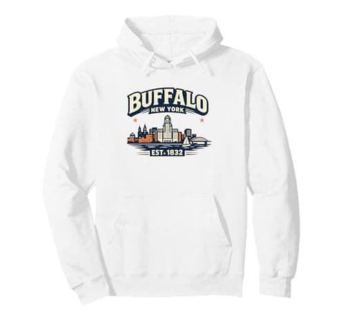 Image of Buffalo New York Vintage Skyline Retro City Graphic Pullover Hoodie